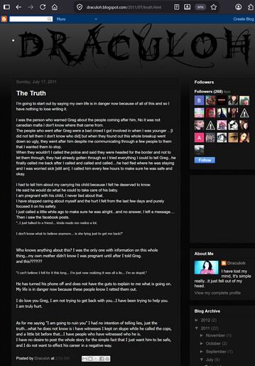 July 17, 2011 Draculoh post in which Shiloh admits threatening to ruin Onision, repeatedly calling him after he fled, claiming associates were pursuing him, and keeping witnesses connected through Skype.