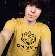 Yellow Onision Wiki shirt featuring the official black logo.
