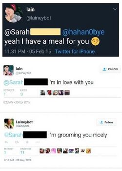 Three cropped spring 2015 tweets presented in the Third Amended Complaint, including an “I’m grooming you nicely” post removed from the surrounding twins joke available on LifeOfOnion.com.