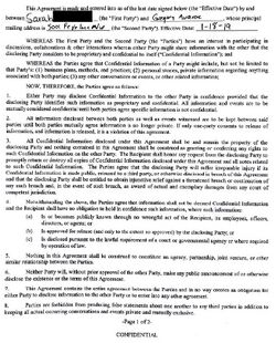 First page of a January 18, 2019 mutual NDA between Sarah and Onision showing confidentiality terms, lawful reporting exceptions, and a prohibition against false statements.