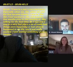 October 30, 2019 interview screenshot in which Sarah states that she had wanted to kill herself months before first meeting or speaking with Lucas.