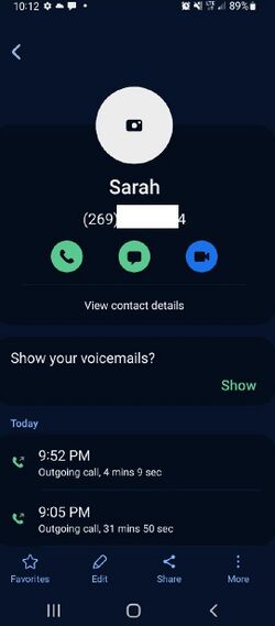 December 19, 2021 phone log showing two outgoing calls with Sarah lasting 31 minutes 50 seconds and 4 minutes 9 seconds.