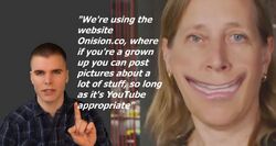 Video composite displaying a quote from Onision stating that grown-ups may post pictures on Onision.co so long as the material is YouTube-appropriate.