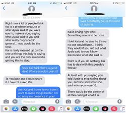 January 5, 2019 text messages in which Onision asks Sarah to address allegations about Lucas, and Sarah asks whether Lucas approves and where she should publish her response.