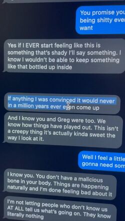 January 7, 2019 messages in which Sarah tells Lucas she would speak up if the situation felt shady, says she could not conceal discomfort, and calls the situation sweet rather than creepy.