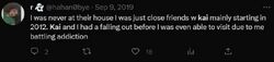 September 9, 2019 tweet in which Regina Alonso states that she was never at Onision and Lucas’s house and that her friendship with Lucas ended before she was able to visit.