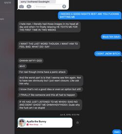 June 4, 2018 screenshot showing Sarah discussing an alleged nonconsensual encounter with Kourtney, saying he did not listen when she said no, and joking that she may have imagined it before clarifying she was joking.