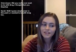 August 27, 2019 livestream screenshot showing Sarah admitting that she wanted to be with Onision as well as Lucas.