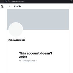 Screenshot showing that the @rileyyrampage account attributed to Regina Alonso no longer exists on X.