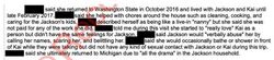 Police-report excerpt stating that Sarah lived with James and Lucas for several months and denied having any sexual contact with either of them.