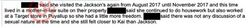 Police-report excerpt stating that Sarah lived in a mother-in-law suite, worked at a Target store in Puyallup, and reported no sexual discussions during her 2017 stay.