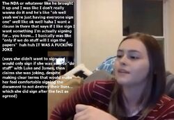Screenshot of Sarah during an August 27, 2019 livestream admitting that she conditioned signing the NDA on first “doing stuff” with Onision and Lucas.