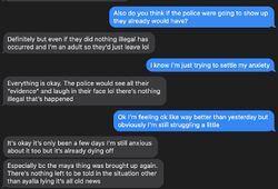 January 8, 2019 private messages in which Sarah tells Lucas that she is an adult and that nothing illegal happened.