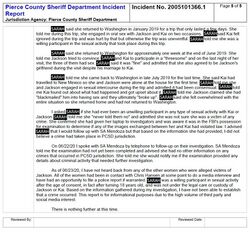 Final page of a Pierce County Sheriff report stating that Sarah described the adult sexual encounters as willing and consensual and that investigators could not establish that a crime occurred.