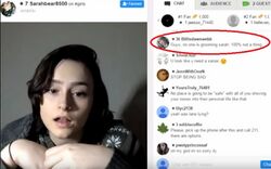 Screenshot from Sarah’s YouNow livestream showing Billie stating that no one was grooming Sarah and that it was “100% not a thing.”