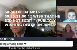 October 30, 2019 interview screenshot in which Sarah says she wishes Onision did not exist.