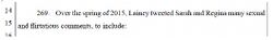 Paragraph 269 of the Third Amended Complaint characterizing three isolated spring 2015 tweets from Lucas as “sexual and flirtatious comments.”
